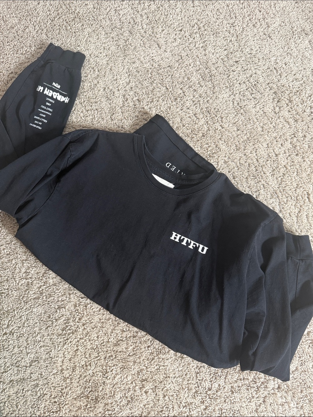 Black HTFU Graphic Long Sleeve Tee by